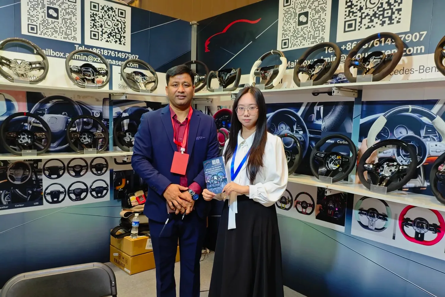 CASSERON steering wheel display at a trade show booth